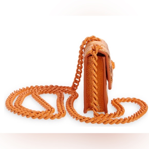 Kurt Geiger London Micro Kensington Orange Metallic Quilted Crossbody Bag - Picture 10 of 11